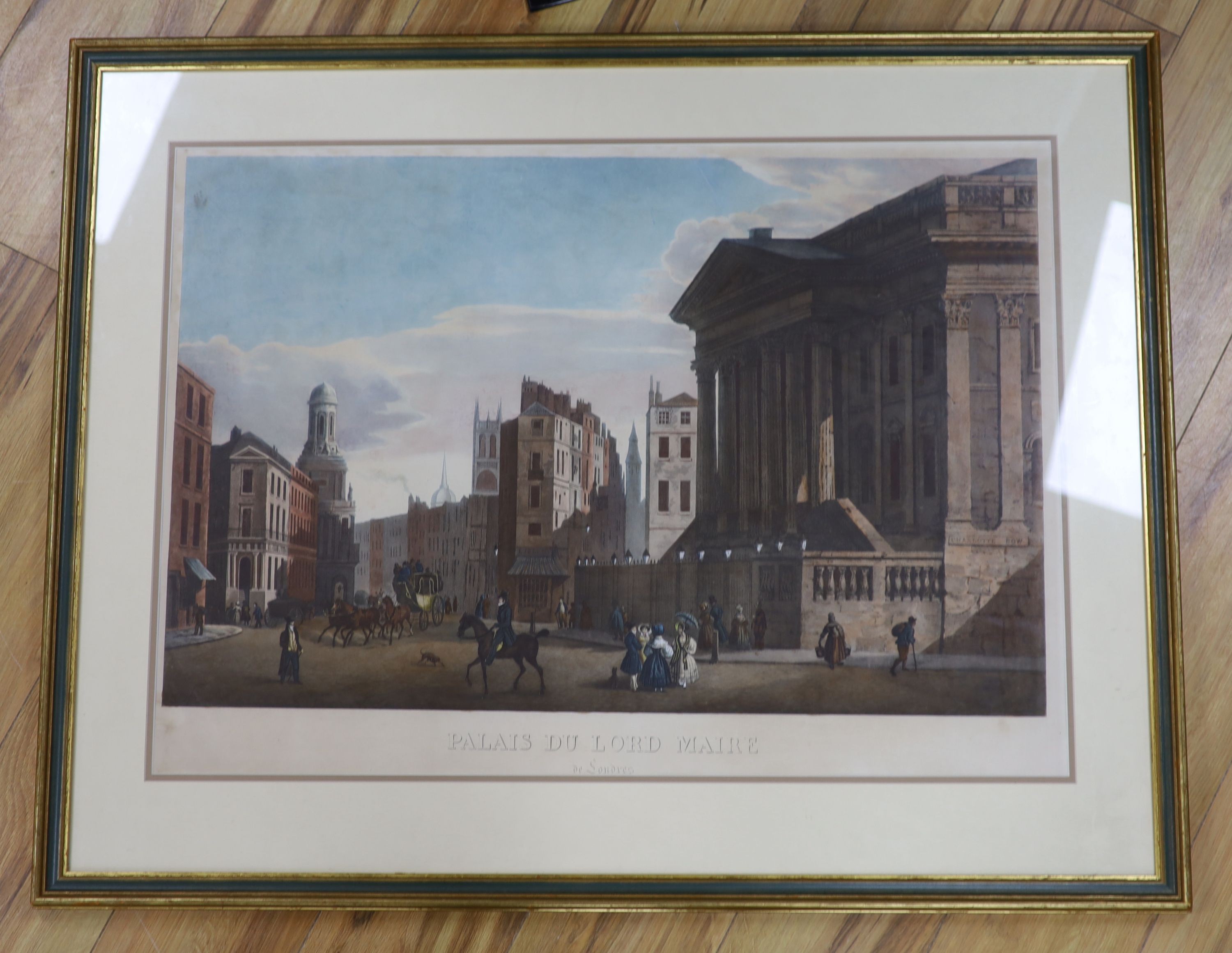 19th century French School, coloured lithograph, 'Palais du Lord Maire de Londres', 50 x 77cm